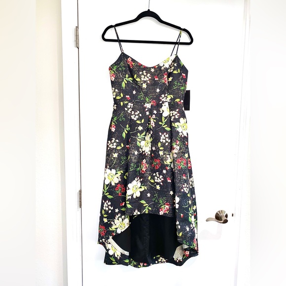 NWT Aidan Mattox high-low shimmery floral midi dress - Picture 4 of 7